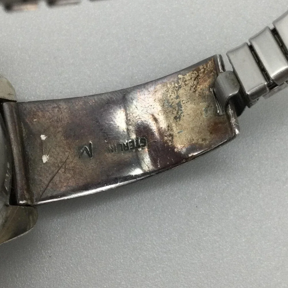 Merona Womens Watch 26mm Native American Signed Tips Sterling Black Inlay